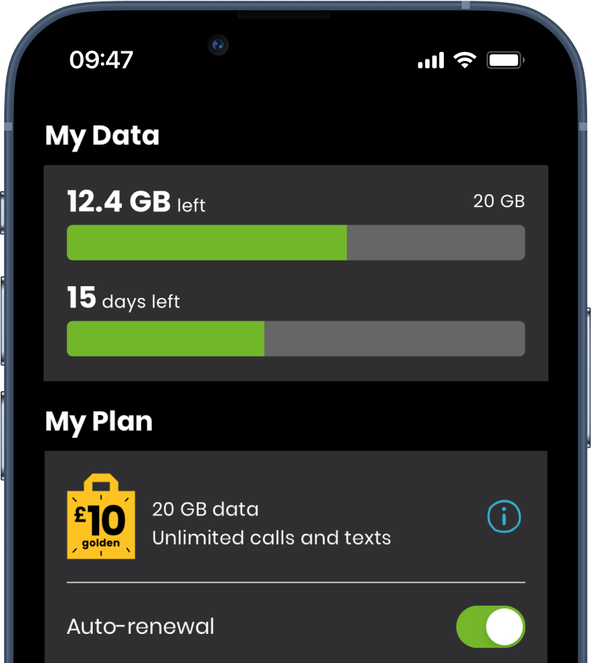 a mobile phone using the giffgaff app